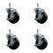 Service Caster 4'' Hard Rubber Wheel Swivel 7/16'' Grip Ring Stem Caster Set with Brake, 4PK SCC-GR20S414-HRS-TLB-716138-4 - alternate 1
